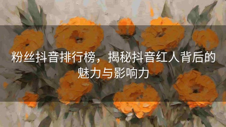 粉丝抖音排行榜,揭秘抖音红人背后的魅力与影响力 粉丝抖音排行榜,揭秘抖音红人背后的魅力与影响力