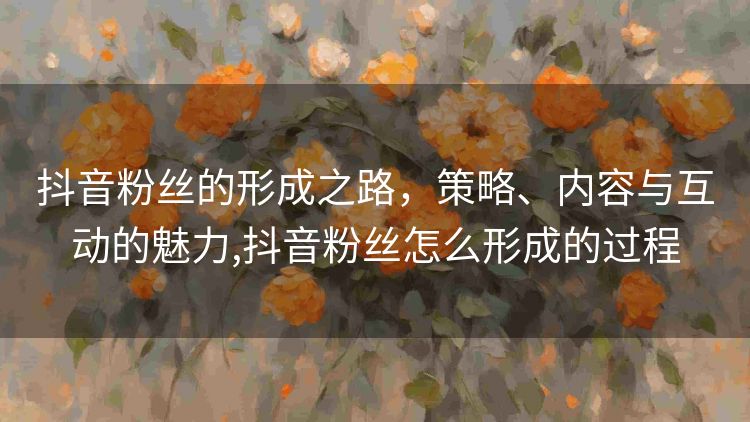 抖音粉丝的形成之路,策略、内容与互动的魅力,抖音粉丝怎么形成的过程 抖音粉丝的形成之路,策略、内容与互动的魅力,抖音粉丝怎么形成的过程