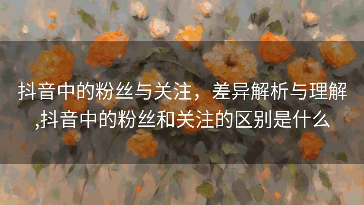 抖音中的粉丝与关注,差异解析与理解,抖音中的粉丝和关注的区别是什么 抖音中的粉丝与关注,差异解析与理解,抖音中的粉丝和关注的区别是什么