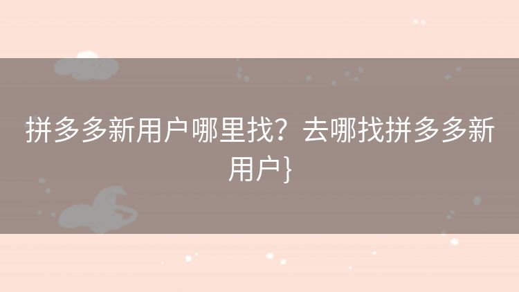 拼多多新用户哪里找?去哪找拼多多新用户} 拼多多新用户哪里找?去哪找拼多多新用户}