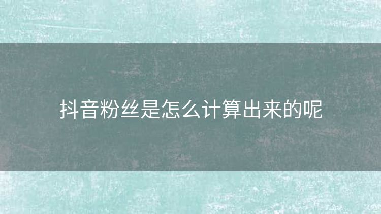抖音粉丝是怎么计算出来的呢