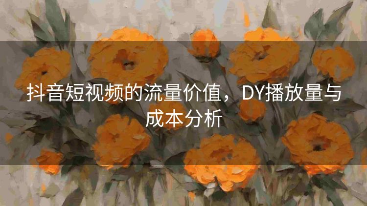 抖音短视频的流量价值，DY播放量与成本分析