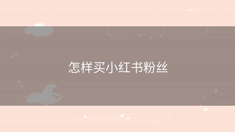 怎样买小红书粉丝