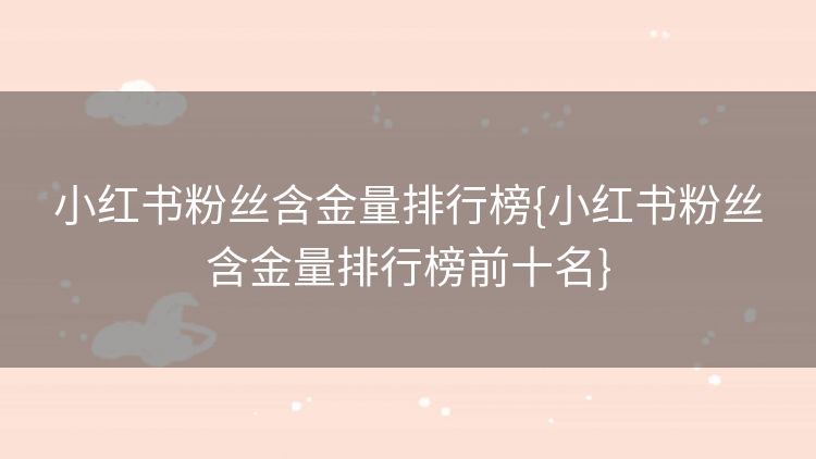小红书粉丝含金量排行榜{小红书粉丝含金量排行榜前十名}