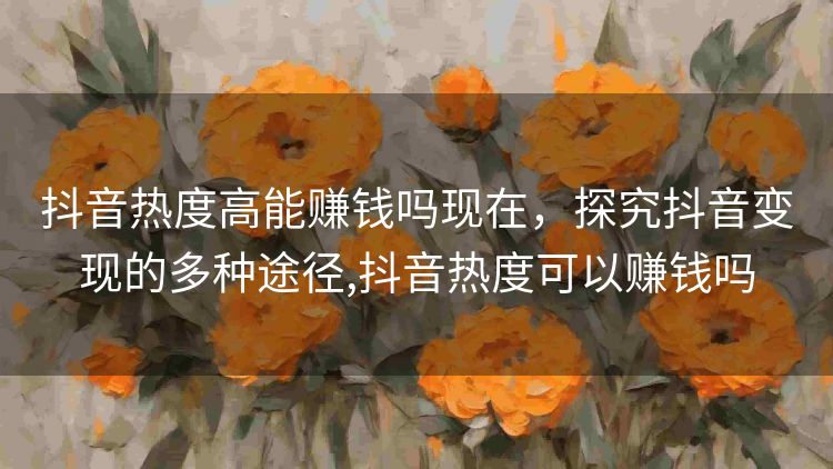 抖音热度高能赚钱吗现在，探究抖音变现的多种途径,抖音热度可以赚钱吗