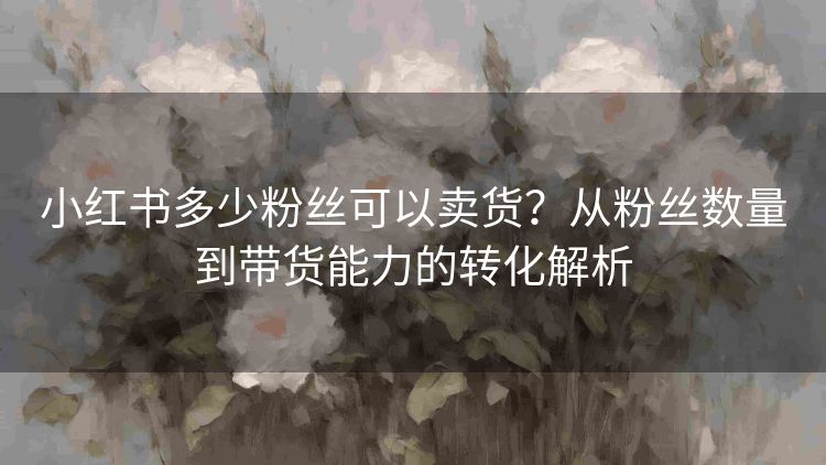小红书多少粉丝可以卖货?从粉丝数量到带货能力的转化解析 小红书多少粉丝可以卖货?从粉丝数量到带货能力的转化解析