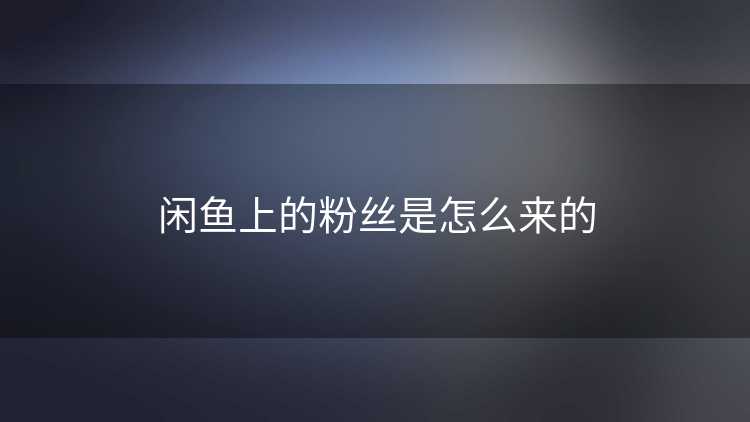 闲鱼上的粉丝是怎么来的