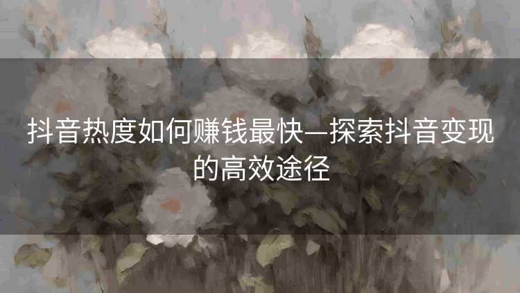 抖音热度如何赚钱最快—探索抖音变现的高效途径 抖音热度如何赚钱最快—探索抖音变现的高效途径