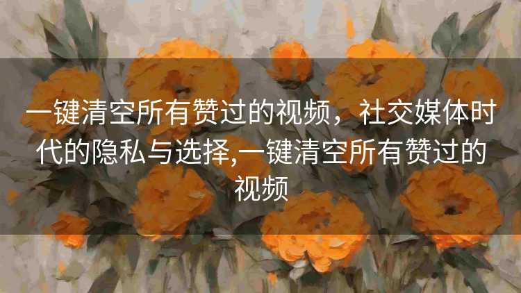 一键清空所有赞过的视频,社交媒体时代的隐私与选择,一键清空所有赞过的视频 一键清空所有赞过的视频,社交媒体时代的隐私与选择,一键清空所有赞过的视频
