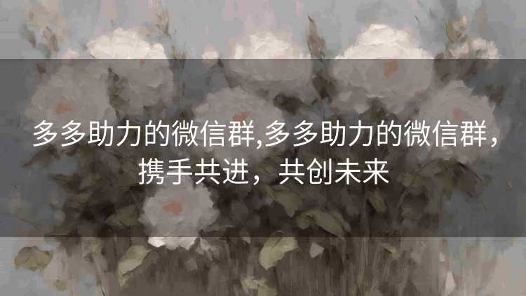 多多助力的微信群,多多助力的微信群，携手共进，共创未来