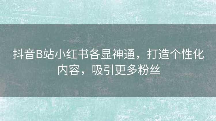抖音B站小红书各显神通,打造个性化内容,吸引更多粉丝 抖音B站小红书各显神通,打造个性化内容,吸引更多粉丝