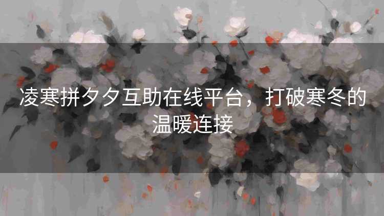 凌寒拼夕夕互助在线平台，打破寒冬的温暖连接