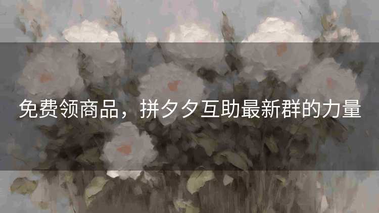 免费领商品，拼夕夕互助最新群的力量