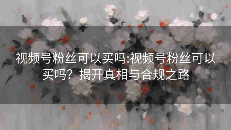 视频号粉丝可以买吗:视频号粉丝可以买吗?揭开真相与合规之路 视频号粉丝可以买吗:视频号粉丝可以买吗?揭开真相与合规之路